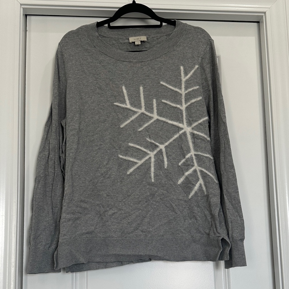 LOFT Heather Gray Knit Sweater